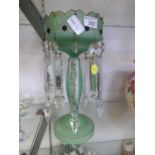 A Victorian green glass lustre