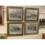 A set of four late 19th century framed and glazed prints of racehorsesAll measure approximately