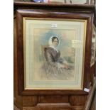 A rosewood framed and glazed watercolour of Queen Victoria