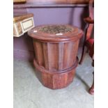 A Victorian mahogany circular commode stool with tapestry seat