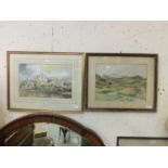 Two framed and glazed watercolours, one of cottage scene the other of valley scene
