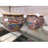 A pair of oriental style jardinière bowls