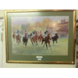 A framed and glazed print titled 'Winning Post' by Lewis Malespina