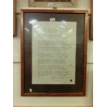 A framed and glazed letter 'The Dead Marines' written by Major W.P.Drury