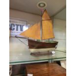 A scratch built tin model of sailing boat