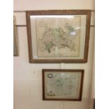 Two framed and glazed coloured maps