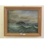 A framed and glazed possible watercolour of stormy sailing scene signed bottom right
