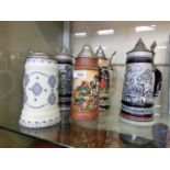 Five German steins