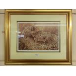 A framed and glazed limited edition print of 'Leopard Cubs' No. 39 of 600 signed in pencil to right