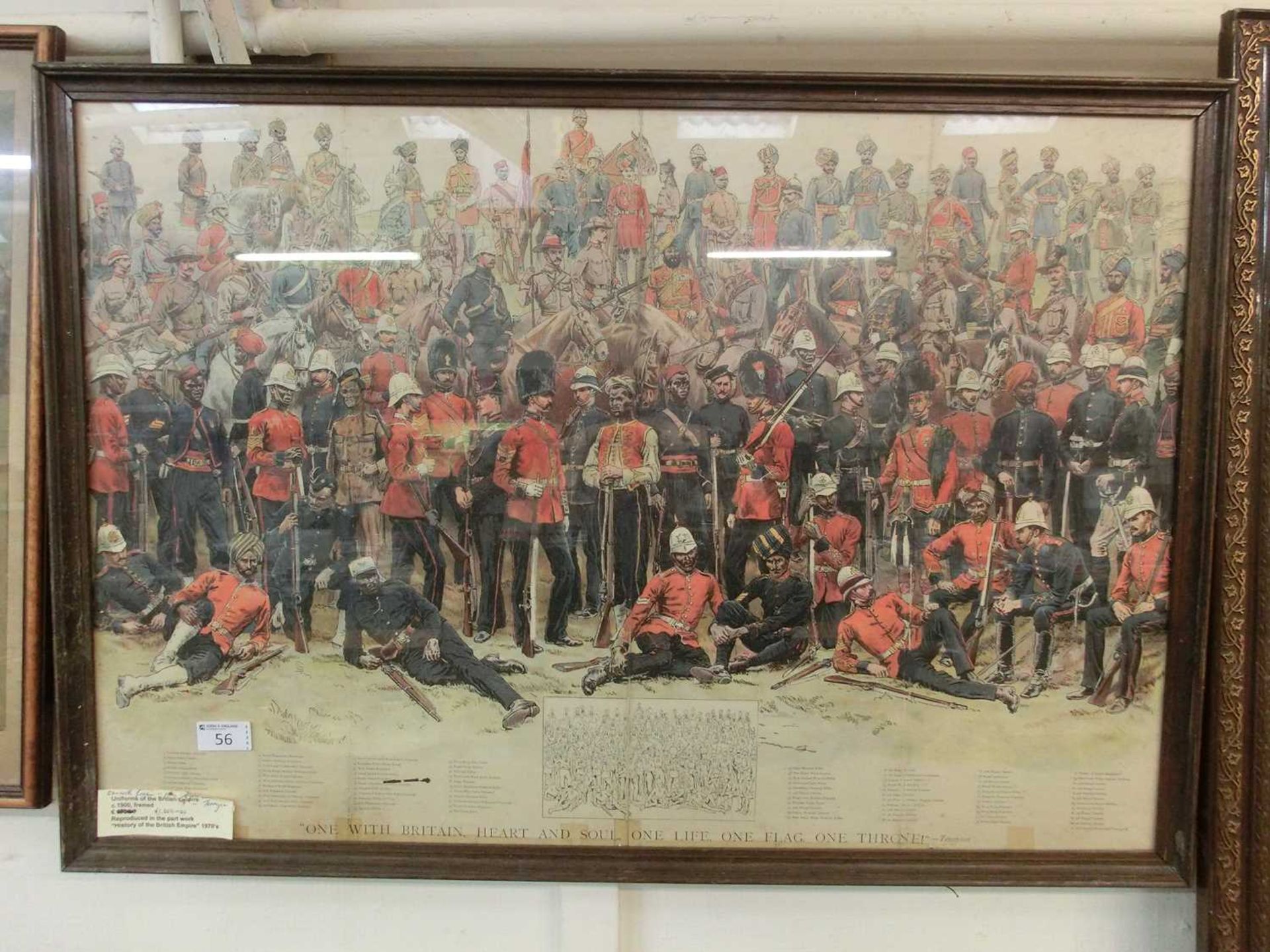 A framed and glazed print 'Uniforms Of The British Empire'