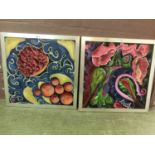 Two framed abstract artworks