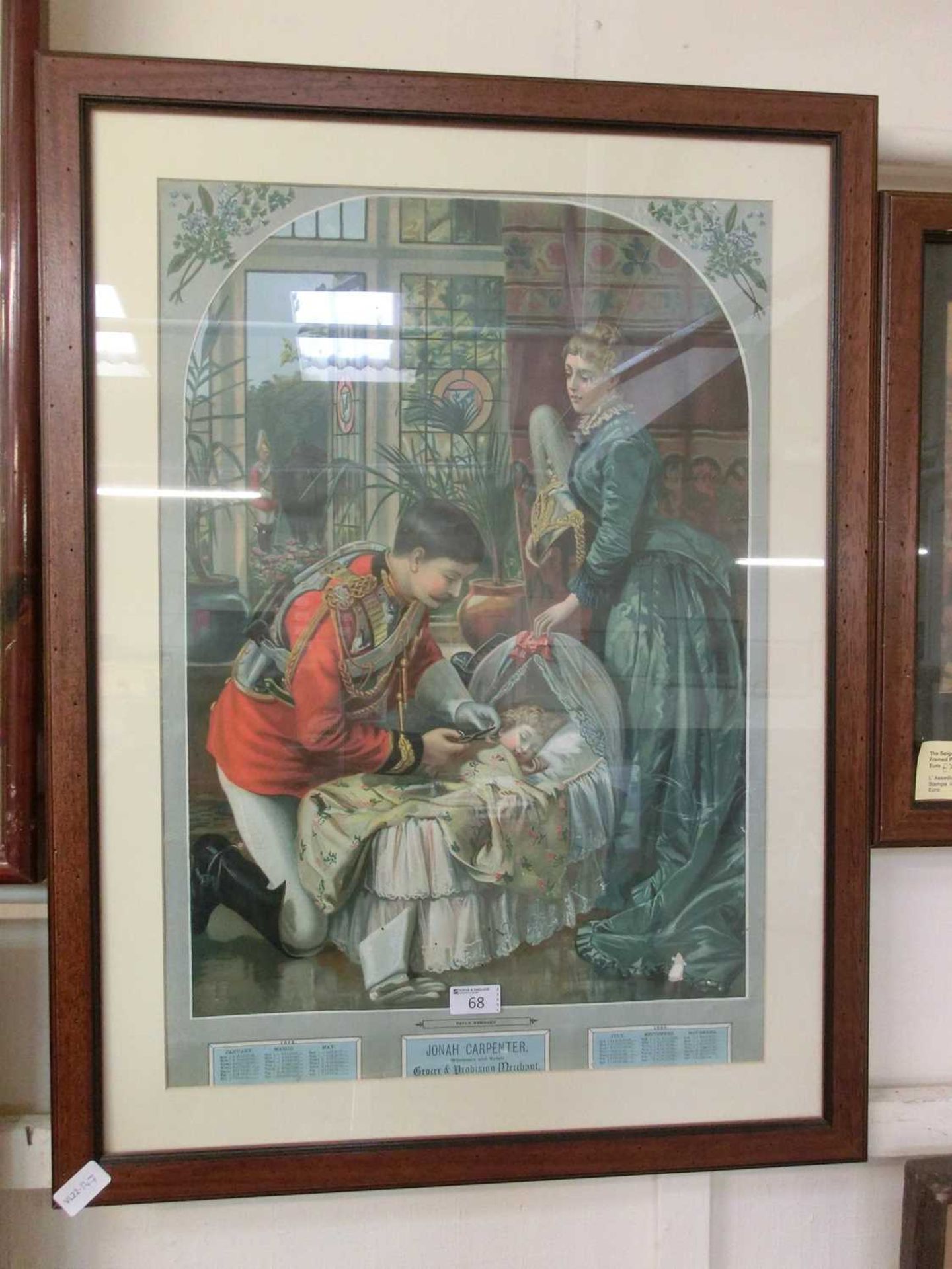 A framed and glazed coloured print of 'Calendar 1888, Carpenter, Wholesale, And Retail'