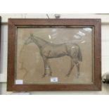 A framed and glazed possible pencil drawing of horse after Basil Nightingale titled 'Ambush II,