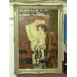 A gilt framed oil on canvas of mother and child after Klimpt