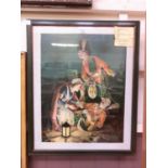 A framed and glazed Victorian print 'The Alert His Last Request Captain Scott's Regiment Six Tales
