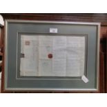 A framed and glazed 19th century letter with penny red stamp dated 1851