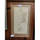 A framed and glazed possible pen drawing of nude man, dated 3/2/'33 signed M Gallimore