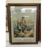 A framed and glazed 19th century coloured print 'Boar War'