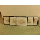 A set of six framed and glazed prints of London buildings to include Parliament Square, Buckingham