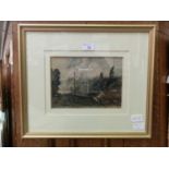 A framed and glazed watercolour of railway workers signed Alfred W Rich (1856-1921)