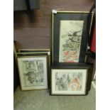 A collection of ten framed and glazed prints on law theme by Feliks TopolskiAll prints bear