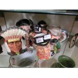 A collection of six Royal Doulton character jugs 'North American Indian' , 'Mad Hatter', 'Lobster