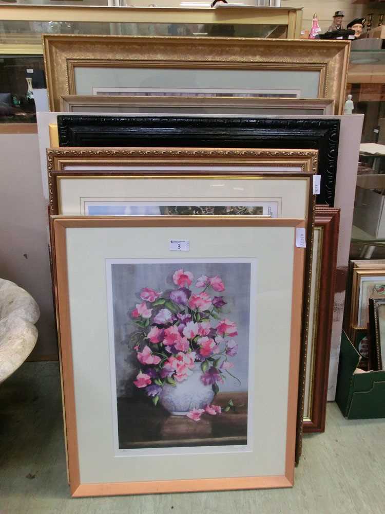 A large collection of framed and glazed prints to include 'Saddam's Inferno', Margaret Chapman,