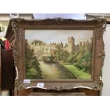 A framed oil on canvas of Warwick Castle signed J.Redford