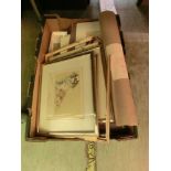 a tray of framed and glazed prints, mounted prints etc. of various subjects