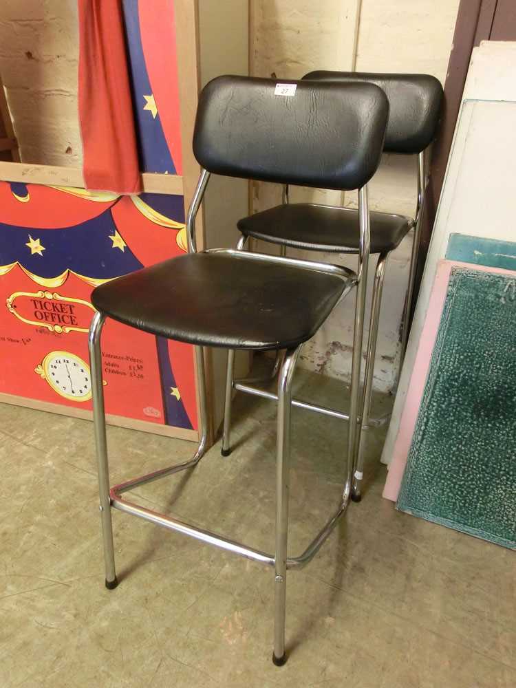 A pair of chrome framed stools