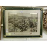 A framed and glazed print titled 'Saved By The Guns' after the painting by Caton Woodville