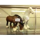 Two Beswick shire horses