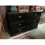 A 19th century stained pine and oak three drawer chest A/F