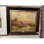 A framed oil on canvas of cottage scene signed bottom right Telford