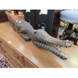 A hand carved crocodile