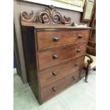 A 19th century mahogany chest of four graduating drawers (A/F)
