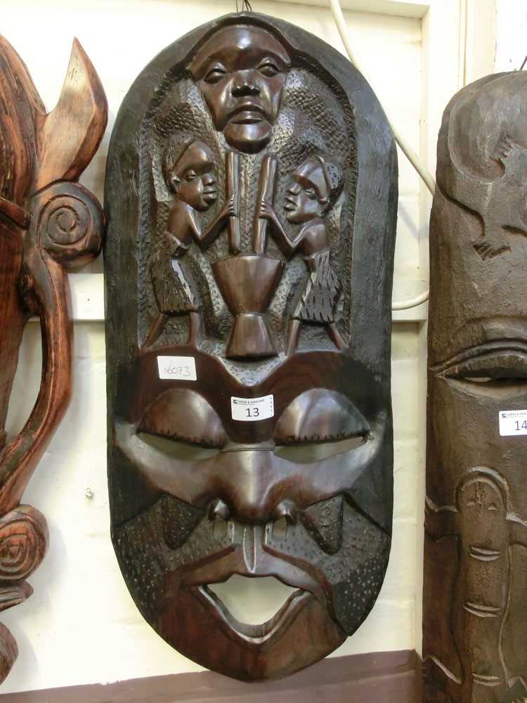 An African carved wooden mask