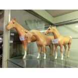 Three Beswick horses