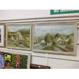 Two framed oils on canvas of country village scenes signed William Gash