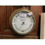 A Sewill of Liverpool brass cased barometer