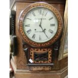 A 19th century rosewood and marquetry drop dial wall clock by J and C Schwerer of Northampton