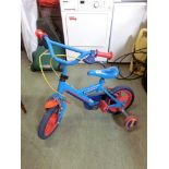 A blue child's bike