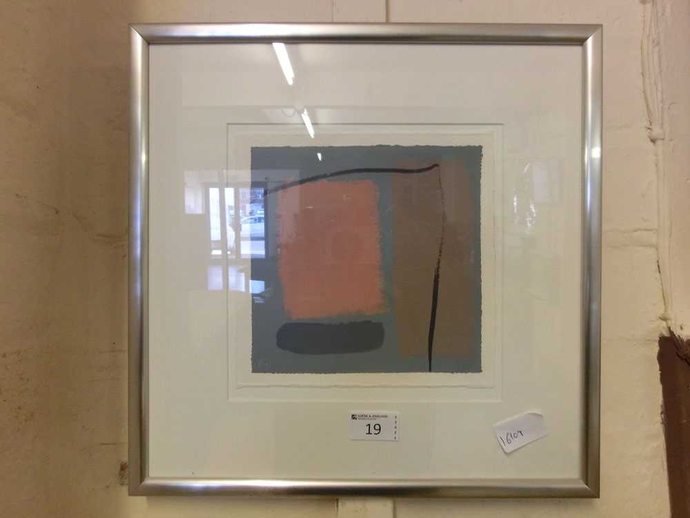 A framed and glazed abstract artwork initialled F.H