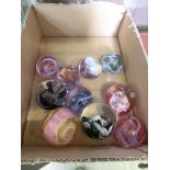A collection ten glass paper weights