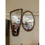 Two mid-20th century teak mirrors