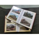 Two albums of postcards and photographs of steam engines