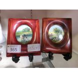 Two small framed oleographs of countryside scenes