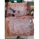 Two trays of cut glass drinking vessels etc.