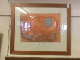 A framed and glazed limited edition abstract print 11/15 signed Clare Jenkinson