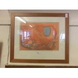 A framed and glazed limited edition abstract print 11/15 signed Clare Jenkinson